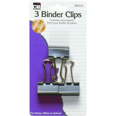 Binder Clips - Small - 3/4 wide, 3/8 capacity- 12/pk-Soft Clam Sh