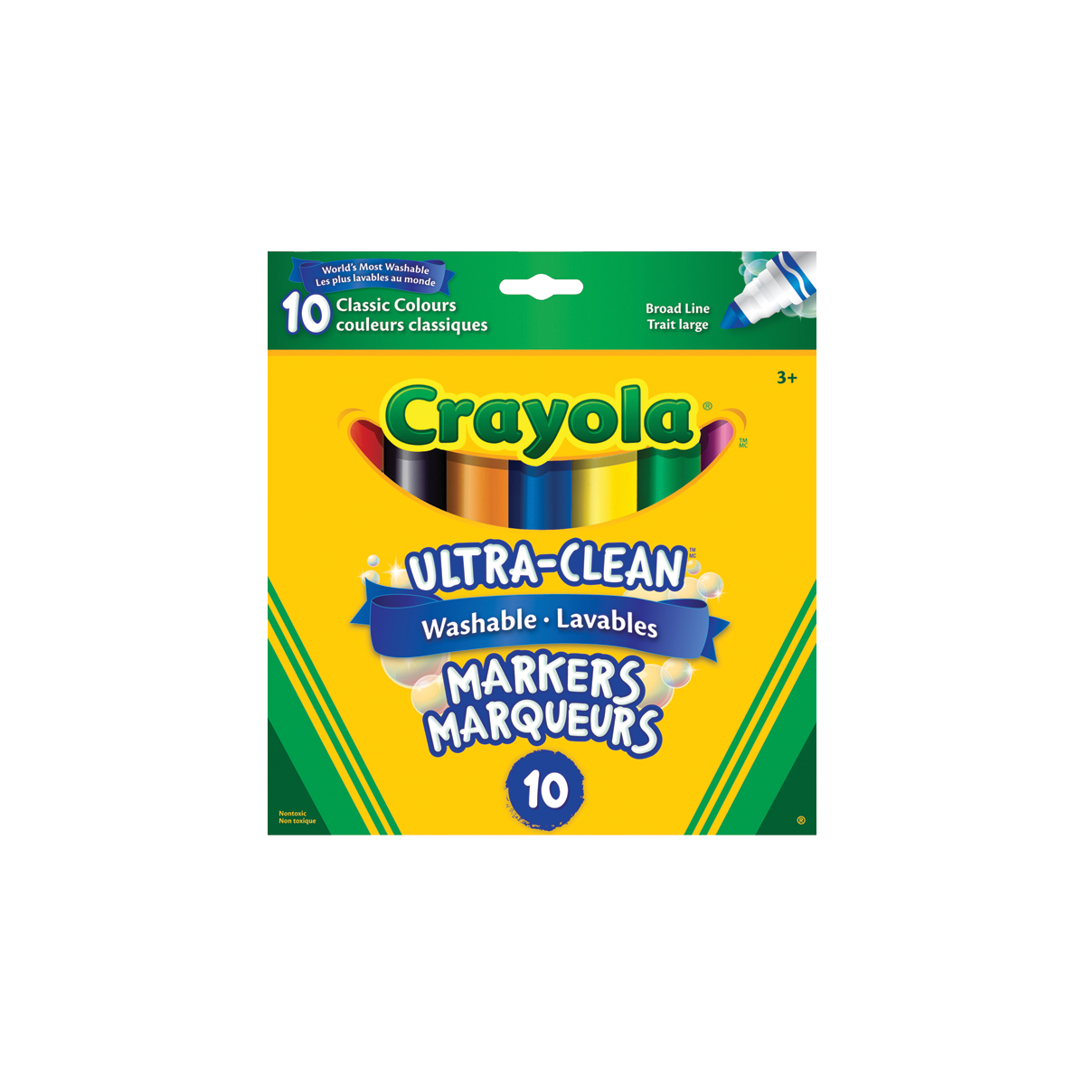 MARKERS CRAYOLA ULTRA-CLEAN WASHABLE BROAD LINE 10/PKG